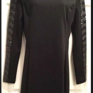 Elegant Black Sequin Sleeve Dress